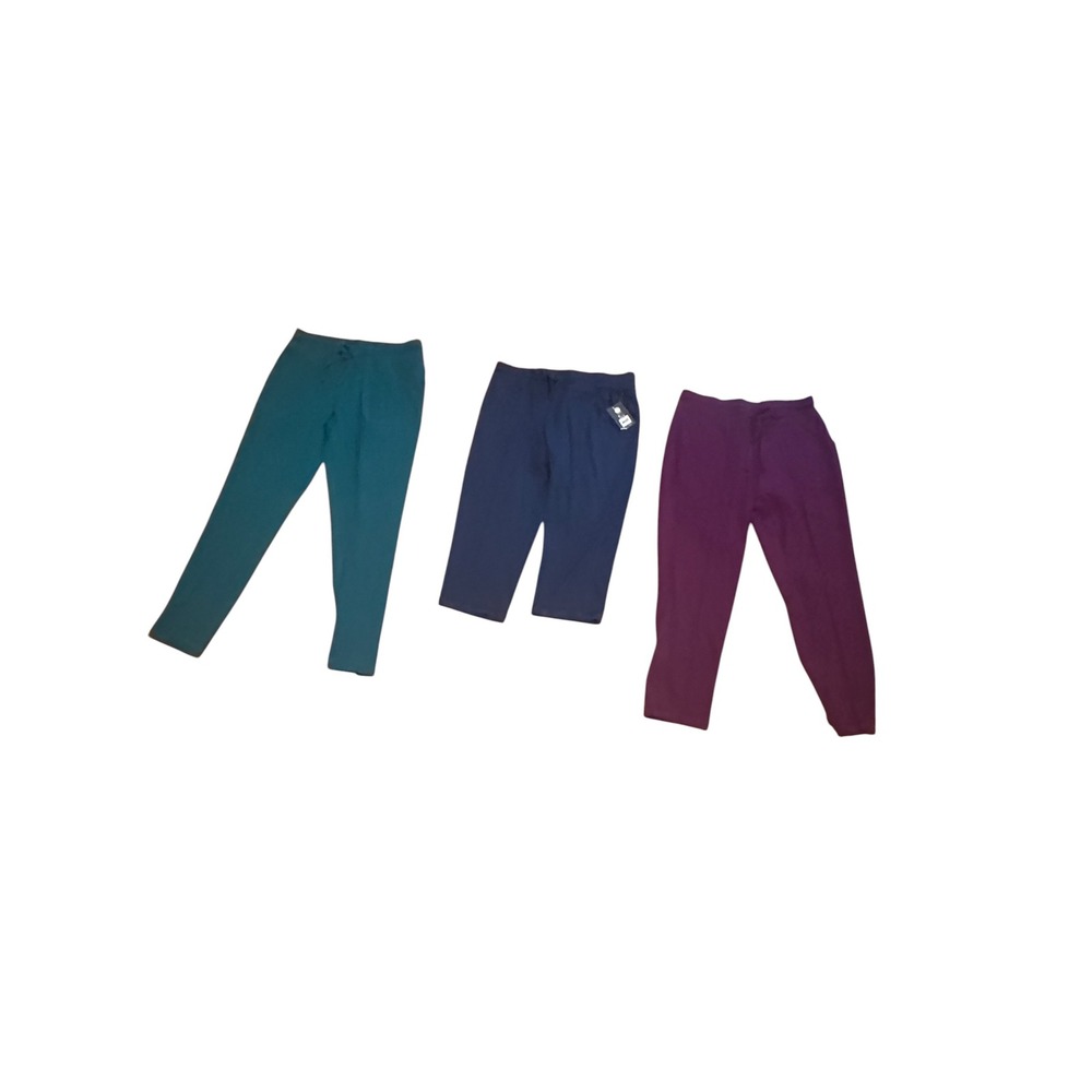 NWT Athletic Works Womens Knit Pants Bundle Medium 8-10 Teal Navy Plum Set of 3